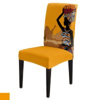 African Black Woman Giraffe Chair Cover for Dining Room Banquet Party Spandex Stretch Seat Cover Wedding Chair Cover Sofa Covers  Slips