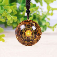 Orgonite Pendant Tiger Eye Necklace Sri Yantra Necklace Sacred Geometry Energy Healing Yoga Jewelry