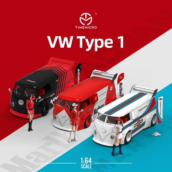 Time Micro 164 VW T1 Martini Advan Redwhite รถโมเดล Diecast Lazada.co.th