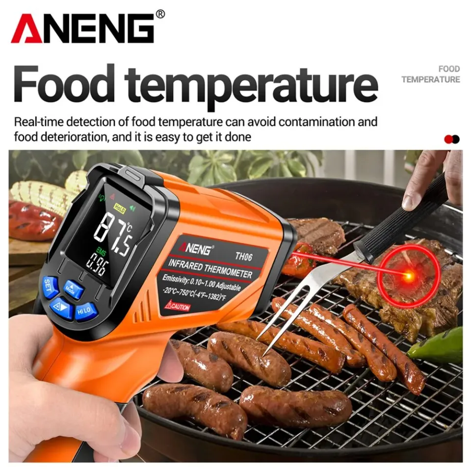 ANENG TH05 Heating Pipeline Temperature Tester HD Color VA Screen Laser  Surface Temp Reader 0.1~1.00 Adjustable for Cooking BBQ - AliExpress