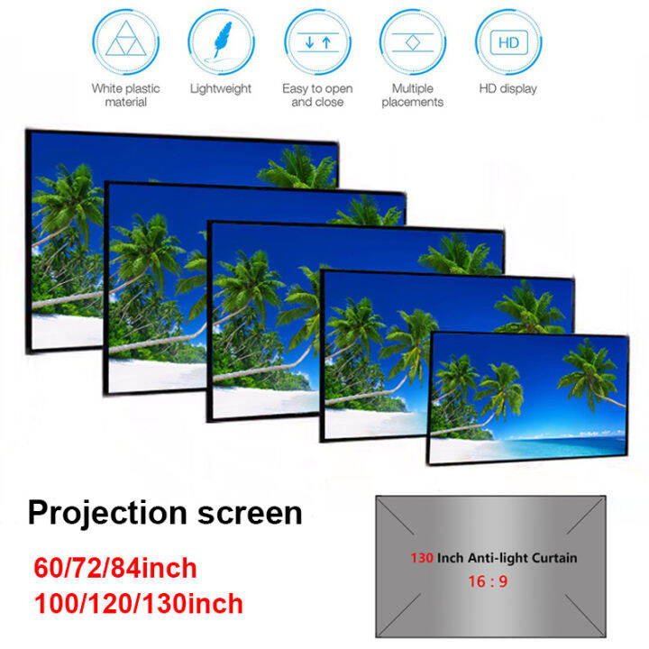 Projector Screen 60 72 84 100 120 130 inch Projection Portable simple Reflective Fabric Cloth