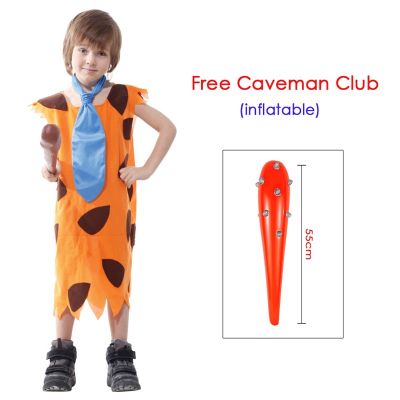 Kids Child Stone Age Indian Boy Flinstones Costume Primitive Savages Cosplay Halloween Carnival Party Mardi Gras Fancy Dress