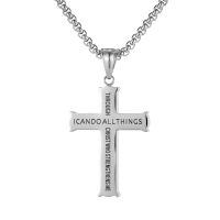 Supply European And American Street Fashion Hip Hop Cross Necklace New Retro Alphabet Classic Titanium Steel Accessories