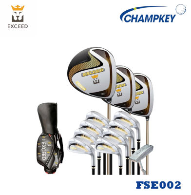 Champkey ชุดไม้กอล์ฟครบชุด Exceed Fullset brand (FSE002) มี Flex R / SR พร้อมกระเป๋ากอล์ฟสีดำ