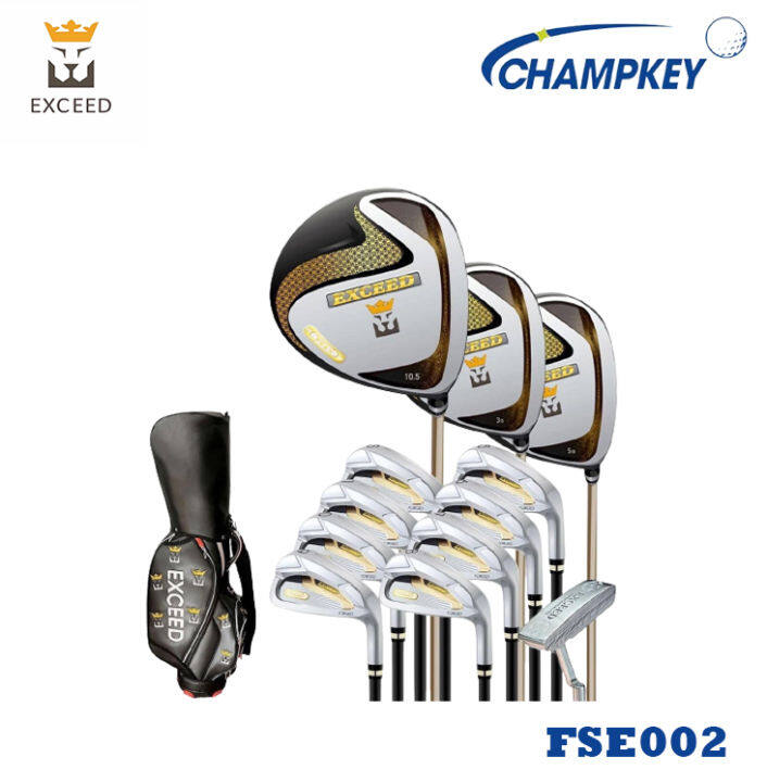 champkey-ชุดไม้กอล์ฟครบชุด-exceed-fullset-brand-fse002-มี-flex-r-sr-พร้อมกระเป๋ากอล์ฟสีดำ