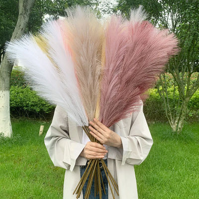 【cw】1pc 85cm Tall Artificial Pampas Grass 12 Forks Feather Faux Bulrush Reed Fake Phragmites Plant for Wedding Home Vase Decoration