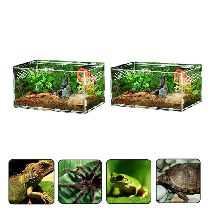 กล่องสัตว์เลื้อยคลานอะคริลิคสำหรับแมงมุมเต่า-lizard-breeding-แมลงกล่อง-vents-เลื่อนสัตว์เลี้ยงขนาดเล็ก-terrarium-vivarium-breeding