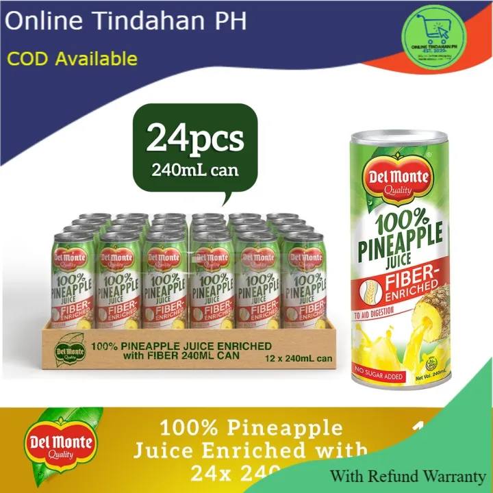 Del Monte Fiber Enriched 100 Pineapple Juice Drink 240mL (Box of 24
