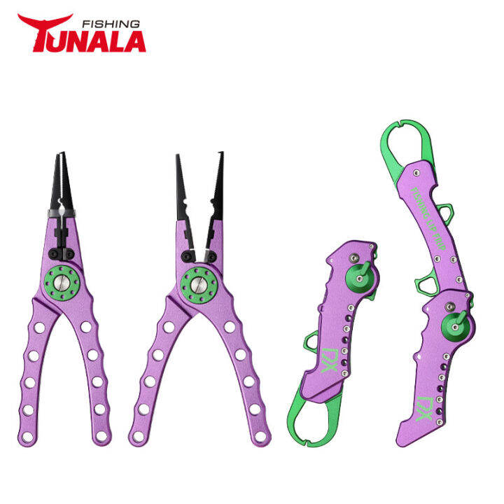 tunala-aluminium-fishing-pliers-folding-fish-grip-set-with-lanyard-and-sheath-hook-remover-tackle-tool-line-lure-cutter-tongs