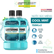 Bộ 2 chai nước súc miệng Listerine Cool Mint diệt khuẩn giữ hơi thở thơm