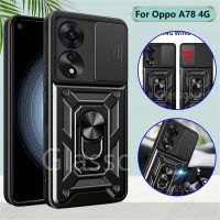 แหวน Pelindung Logam เคสโทรศัพท์สำหรับ Oppo A78 A98 A58 OppoA78 4G 5G กรอบตัวยึดกล้องแบบกดฝาแข็งเคสกันกระแทกกันกระแทก