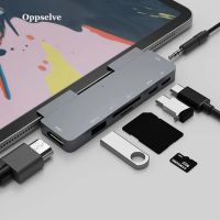 Oppselve Multi 7-In-1 USB C ฮับแบบพกพา USB 3.0อะแดปเตอร์ตัวอ่านการ์ดความจำ Type C Splitter สำหรับ MacBook Pro 2018 2019