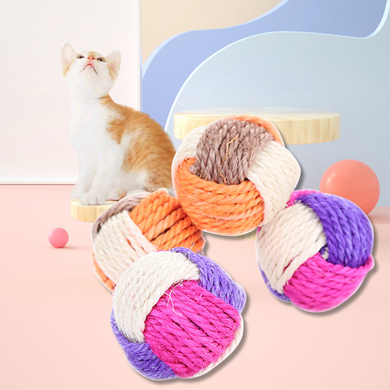 4pcs Cat Toy Ball Interactive Play Chewing Rattle Scratch Catch Exercise Toys 