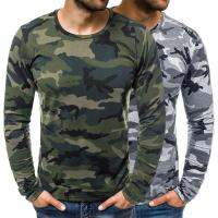 Holiday Discounts Top Men Round Neck T-Shirt Male Pullover Slim Long Sleeve Camouflage T-Shirts Base Autumn Tees T-Shirts Футболка Мужская