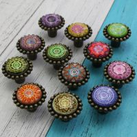 【LZ】◇  1PCS Retro Creative glass Cap kitchen cabinet drawer knob antique brass cupboard dresser door handle Pulls