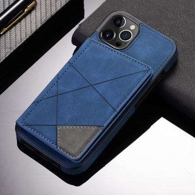 Fashion2023Wallet กรณีศัพท์สำหรับ 14 13 12มินิ11 Pro XS Max XR X 7 8 6 6วินาทีบวก SE 2 3ผู้ถือบัตรเครดิตยืนปกหนัง