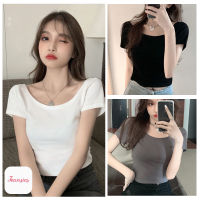 เสื้อครอป CropTop งานโชว์หลัง สีพื้น สไตล์เกาหลี สําหรับผู้หญิง เสื้อผ้าแฟชั่น ราคาถูก