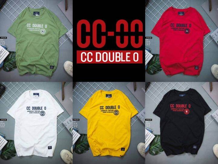 เสื้อยืดแขนสั้นงานปัก-งานป้าย-cc-double-o-ช-ญ-s-m-l-xl-์no-44-มีเก็บเงินปลายทาง