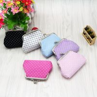 △✧ Coin Purses Lady Small Wallet For Women Dot Pattern Mini Hasp Coin Purses Money Change Pouch Cotton Fabric Carteira Feminina