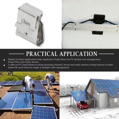 คลิปแผงโซลาร์เซลล์ PV Wire Clamp ติดตั้งง่ายมัลติฟังก์ชั่นหนีบที่เสถียร 50 ชิ้นสำหรับสายไฟขนาด 2-6 มม