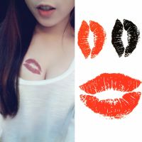 2pcs Black Sexy Red Kiss Lips Body Art Beauty Makeup Waterproof Temporary Tattoo Stickers