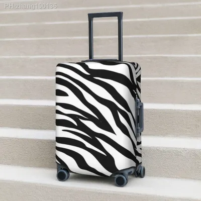 Zebra Design Suitcase Cover Black And White Stripes Cruise Trip Protector Vacation Practical Luggage Supplies