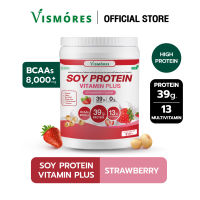 Soy Protein Vitamin Vismores ซอยโปรตีน ถั่วเหลือง Strawberry เพิ่มกล้ามเนื้อ ลดไขมัน คุมน้ำหนัก คุมหิว 910g.