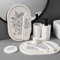 3pcsset Diatomite Soap Dishes Absorbent Water Bathroom Wash Tabletop Mat Nordic Soap Tray Non Slip Coaster Insulation Cup Pad