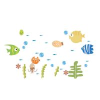 Cartoon Seabed Fish Spit Bubbles Wall Sticker Childrens Rooms Home Decor Bathroom Decoration Poster Stickers Mural Art Decals