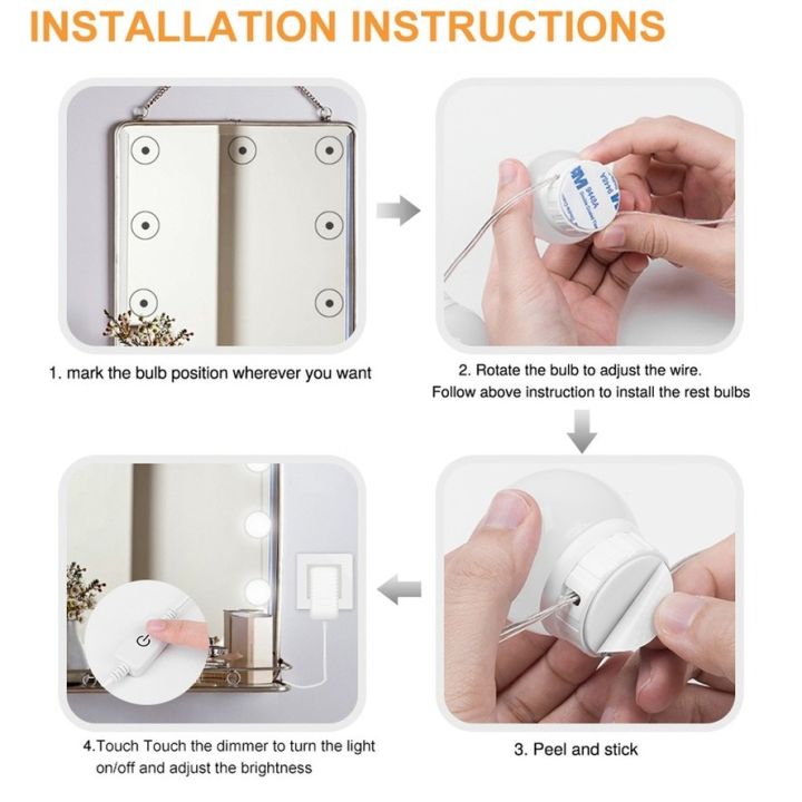 ไฟแต่งหน้า-led-usb-สามโทนกระจกไฟหัวไฟหน้ากระจกกระจกไฟกระจกแต่งหน้ากระจกโคมไฟตกแต่งหลอดไฟพร้อมฐาน