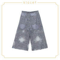 Kloset Embroidered Trousers (RS18-P004) เสื้อผ้าแฟชั่น เสื้อผ้าผู้หญิง กางเกงแฟชั่น กางเกงขายาว กางเกงผ้าปัก พร้อมซับใน