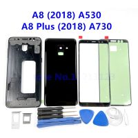 เคสกระจกฝาหลังกรอบกลางสำหรับ Samsung Galaxy A8 2018 A530 A8 A530F บวก2018 A730 A730F A8 + ชิ้นส่วนที่สมบูรณ์