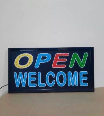 PT SHOP ป้ายไฟ LED OPEN WELCOME รุ่น YW-26ขนาด50*26 ซม. อักษร ตกแต่งหน้าร้าน LED SIGN ข้อความ