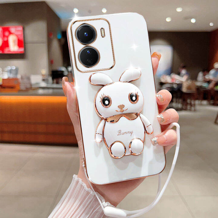 ybdเคสกระต่ายน่ารักสำหรับ-vivo-v27-s16e-s16-s16-pro-v27-pro-ที่ยึดการ์ตูนแบบสามมิติเคสซิลิโคนแบบนิ่มฟรีสายคล้อง