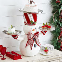 Christmas Snowman Snack Rack โต๊ะรับประทานอาหารตกแต่งขนมขบเคี้ยวถาดผลไม้ Santa Claus Merry Christmas Home Party เค้กขนม Stand