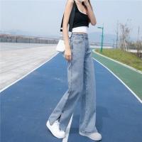 COD DSGERTRYTYIIO Split Wide Leg Jeans Womens Straight Tube Loose Elegant Style High Waist 2023 Spring And Summer New Vertical Split Floor Pants Fashion Short