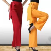 Big Size Women Fashion Oversize Pants Ribbon Bow All-match Spring Autumn New High Waist Elastic Female Casual Solid Trousers 4XL