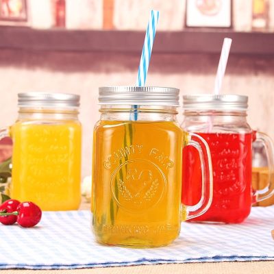 【CW】✒◊  Glass Mug Resistant Lemon Juice Cup with Lid and Office Bar Drinkware