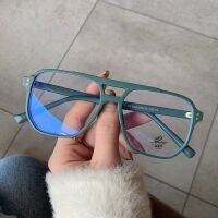 SO&amp;EI Fashion Square Double Bridges TR90 Women Glasses Frame Clear Anti-Blu-Ray Eyewear Retro Men Optical Frame Computer Goggles