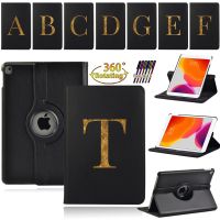 【DT】 hot  360 Degrees Rotating Tablet Cover Case for Apple iPad 10.2 inch 9th Generation 2021 26 Letters Ipad Cases Smart Funda + Stylus