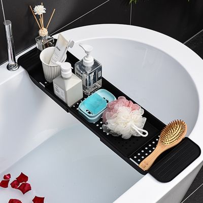 ∏ Drain Telescopic Bathtub Rack Bathroom Plastic Bath Basin Rack Bathtub Tray Kitchen Sink Bath And Storage Rack