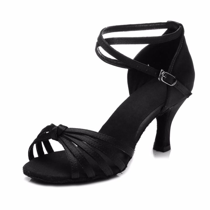 รองเท้าผ้าซาติน-พียูสำหรับผู้หญิง39ยี่ห้อใหม่-รองเท้าห้องบอลรูมละตินการเต้นซาลซ่าแทงโก้ส้นสูง7ซม-ขายส่งและขายปลีก