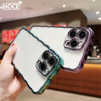 HOCE เคสโทรศัพท์คลื่นเกลียวใสชุบหรูหราสำหรับ iPhone 14 Plus 13 12 11 Pro Max X XR XS Max 7 8 Plus Aesthetic