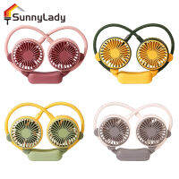 SunnyLady พัดลมห้อยคอแบบพกพา,สร้อยข้อมือกีฬา Usb ปรับได้2สปีดสามารถชาร์จได้สำหรับแคมปิ้งกีฬากลางแจ้ง