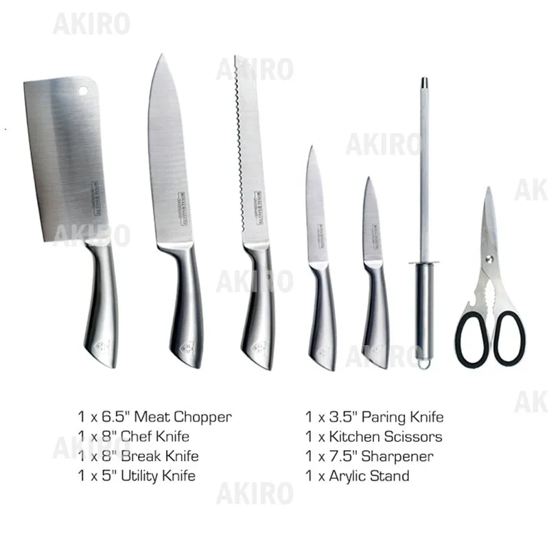 Kitchen Knife Set, 8pcs 1.8mm Single Bolster Stainless Steel Steak Knife Set