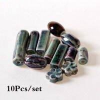 10Pcs/set Creative Cylinder Flower Watermelon Shaped Kiln Transmutation Ceramics Beads for Bracelet Making Supplies