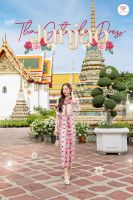 Maria diamond Junjao Thaijitrada Dress สีแดงชุดไทยประยุกต์ ไทย ชุดไทย2ชิ้ิน