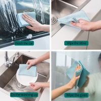 Water Absorption Rag Kitchen Cleaning Cloth Non-stick Oil Dishcloth Fish Scale Pattern