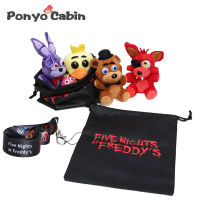 CWPack Of 6 Foxy Bear Bonnie Plush Toy พวงกุญแจจี้พร้อมกระเป๋าและสายคล้องศัพท์ FNAF Toys