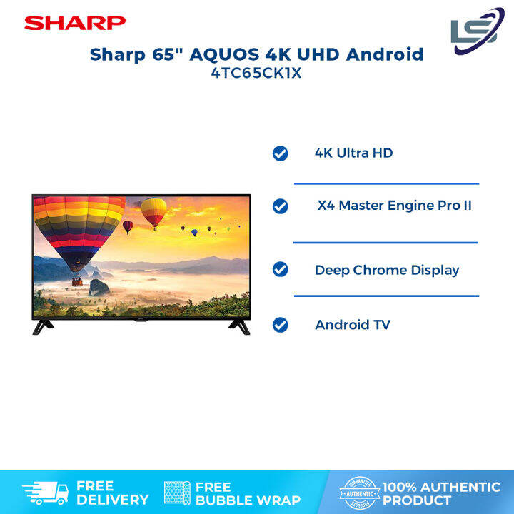 SHARP AQUO 65" 4K UHD Android TV 4TC65CK1X Deep Chrome Display X4